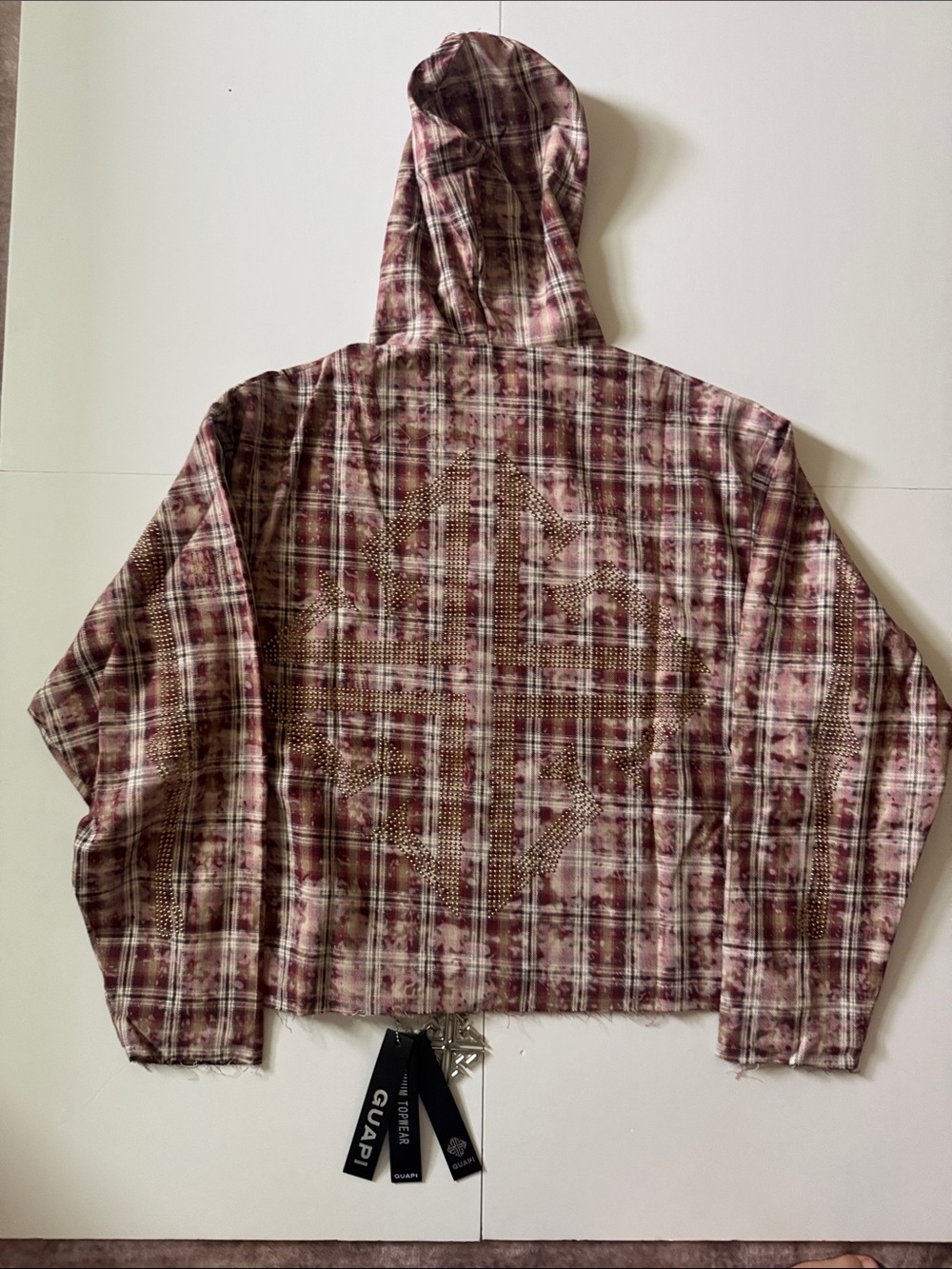 GUAPI RUSTY SKELETON HALF ZIP HOODIE RED - Picture 2 of 7